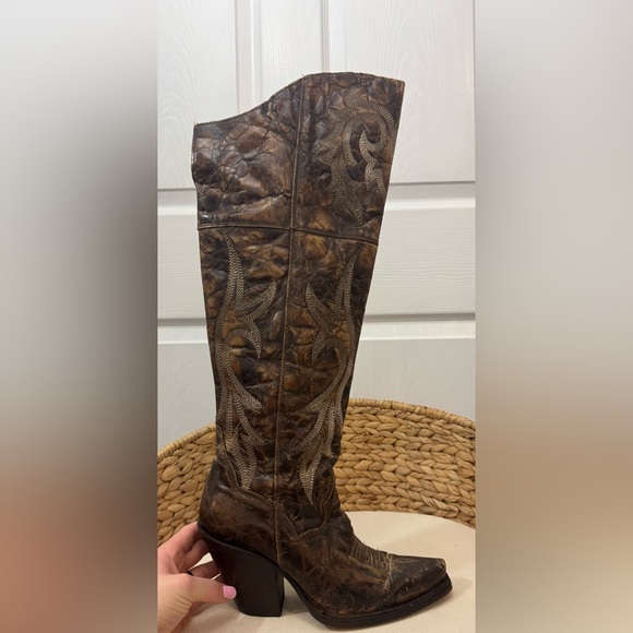 Dan Post Women’s Distressed Brown Heeled Boots Size 7 - Picture 3 of 8